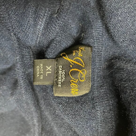 J CREW Midweight 100% Cashmere Navy Blue Hoodie Pullover Sweater Unisex - Picture 9 of 11
